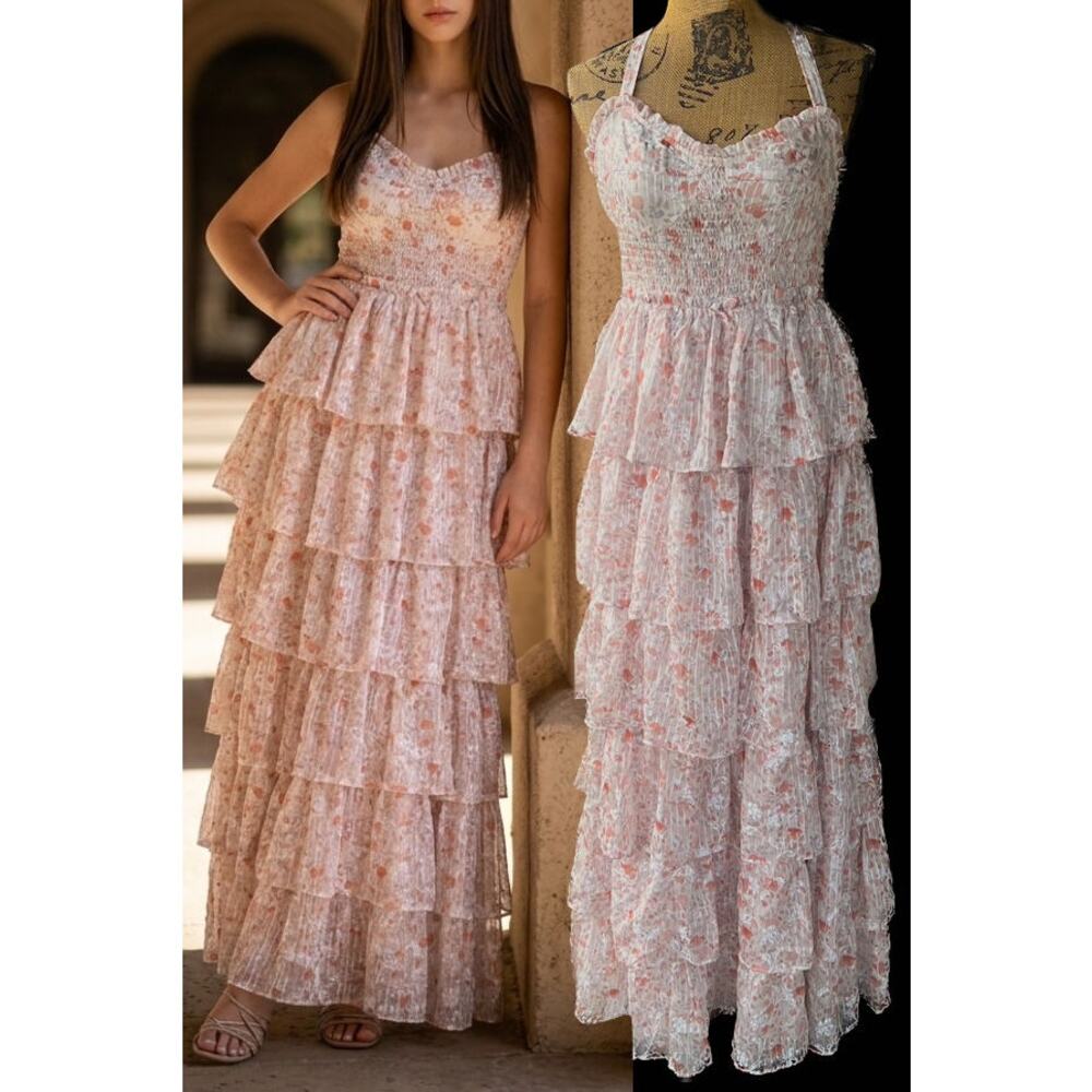 Petal and Pup Kristah Floral Tiered Maxi Dress Size M